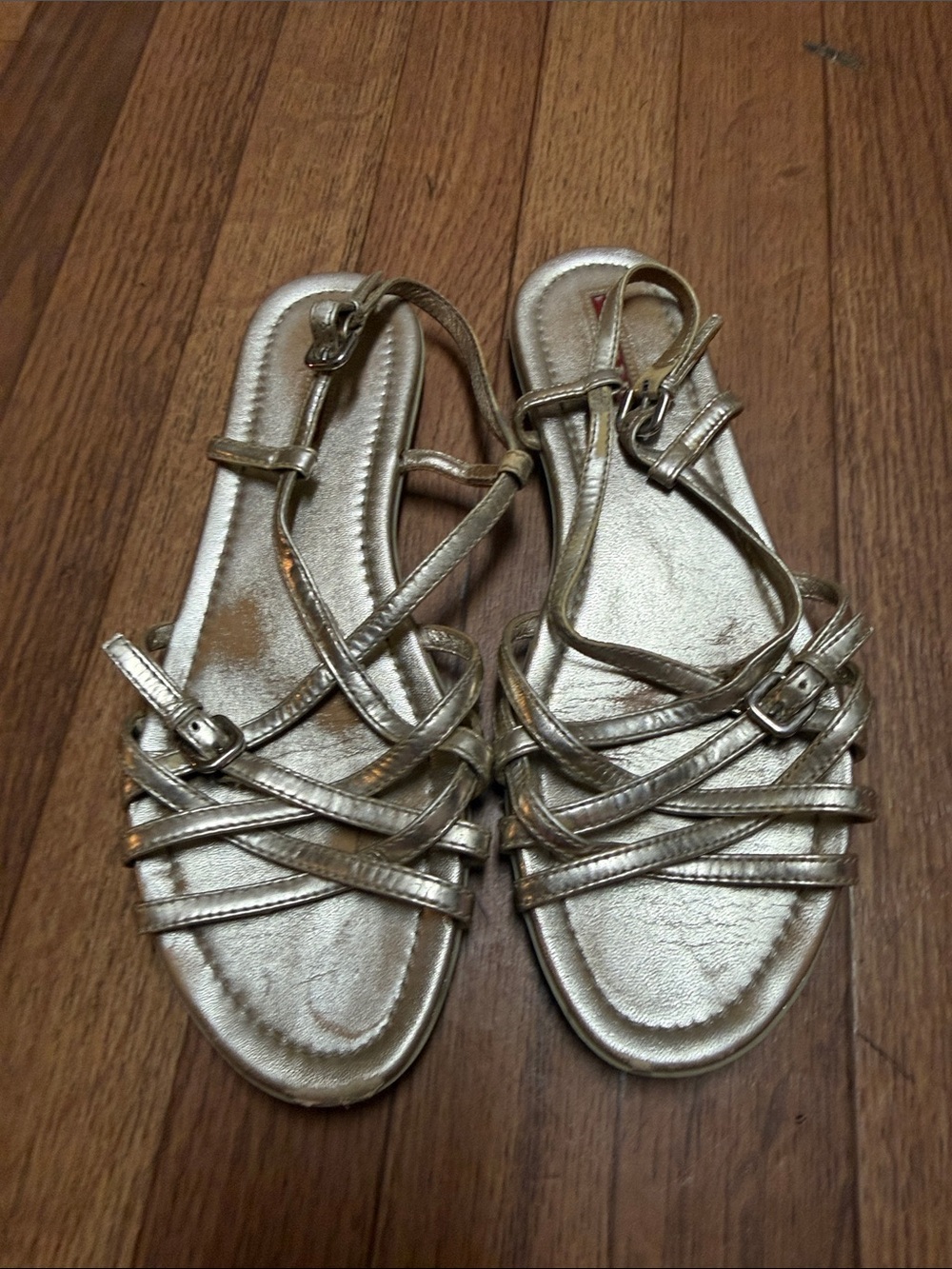 PradaMetallic Gold Strappy Women’s Sandals - Picture 2 of 7